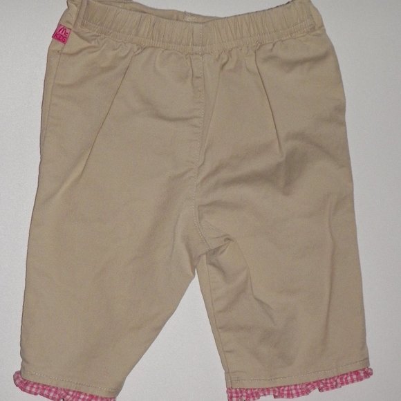 McKids Tan Pull On Twill Pants Plaid Ruffles 18 mo - Picture 2 of 4